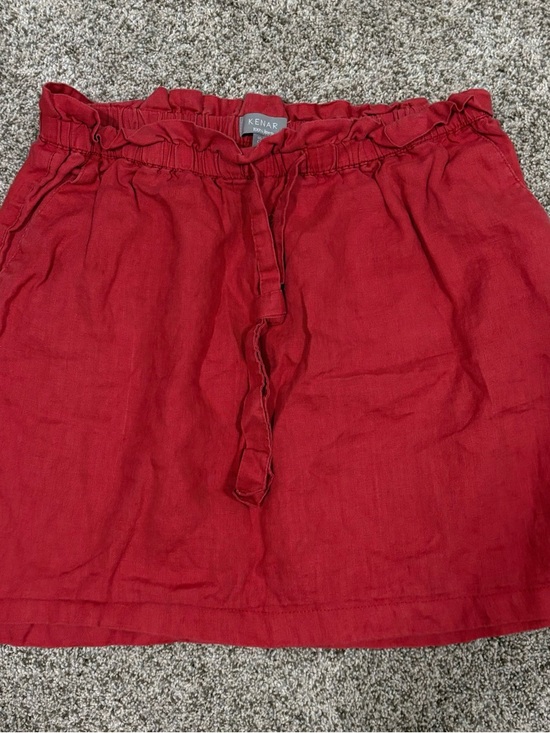 Kenar Dresses & Skirts - Kenar Deep Red 100% LINEN Elastic Waist Skirt